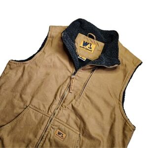Wells Lamont Sherpa Lined Men's Large Workwear Vest Tan Full Zip Sleeveless